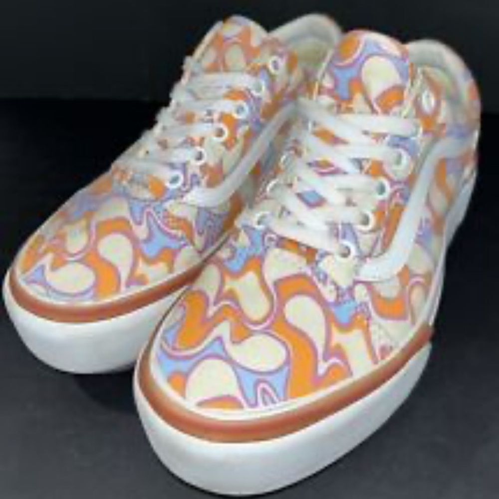 Vans Women’s Low-Top Platform Sneakers in Orange Swirl